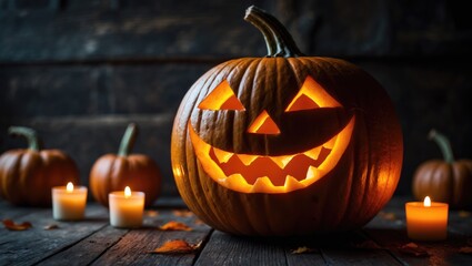 Obraz premium Halloween Horror: Jack-o'-lantern Orange Pumpkin