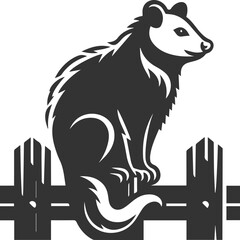Obraz premium Cute animal opossum silhouette vector drawing