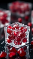 Red Holiday Berries in a Clear Ice Cube Tray