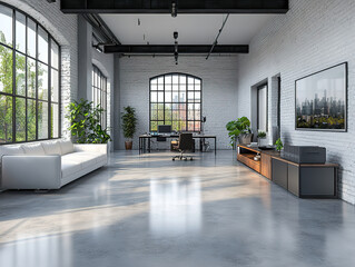 Modern Spacious Office Interior with Natural Light