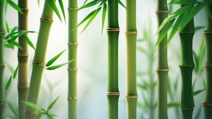 Green bamboo stems framed in isolation on background