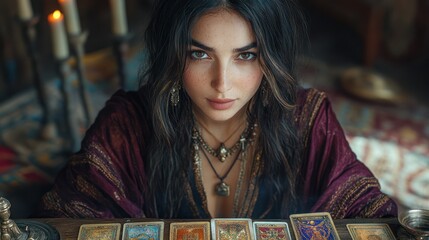 Fototapeta premium Woman reading tarot cards
