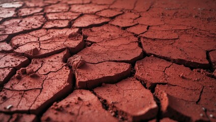 Dry, cracked red soil texture as outdoor background