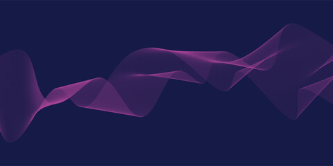 Abstract glowing wave lines on dark blue background. Dynamic wave pattern. Modern flowing wavy lines. Futuristic technology concept. Suit for banner, poster, cover, brochure, flyer, website
