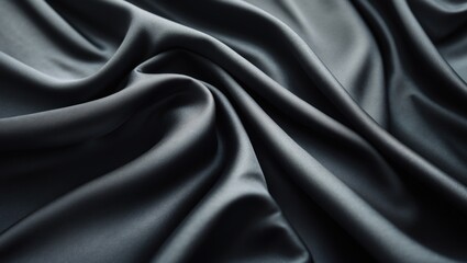 Obraz premium Luxurious black and grey fabric texture with ripple and fold details on background