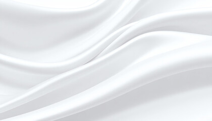 Fototapeta premium Flowing white fabric creates a smooth, elegant texture, conveying a sense of softness and tranquility