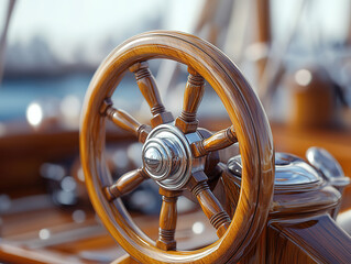Classic Sailboat Helm with Maritime Control Instruments