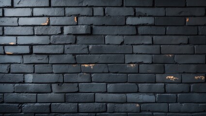 Close-up of a dark brick wall with textured, irregular surfaces and slight paint marks, making it suitable for backgrounds or architectural themes.