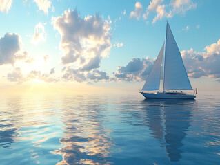 Luxury Sailboat Cruising Through Tranquil Blue Waters