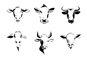 Bull Head Vector Logo In style of Clean Outline Vector Illustration For Branding, Identity, and Business Design Perfect for Minimalist Tattoo, Western Theme, or Farm Product Packaging