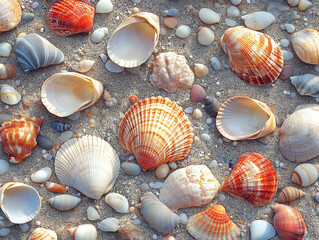 Beach Sand and Seashells Summer Travel and Vacation Relaxation Scene