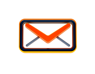 3D email icon with orange and blue colors
