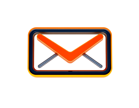 3D email icon with orange and blue colors