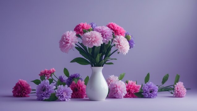 Attractive artificial blooms on a background