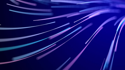 Abstract background of moving lines. Information space strip. Big data visualization. 3d rendering