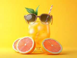 Holiday Essentials on Yellow Background for Relaxing Summer Time
