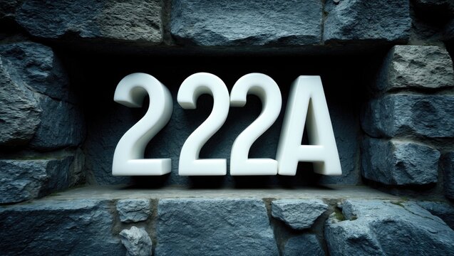 222 A: Silver House Number on Dark Stone Wall