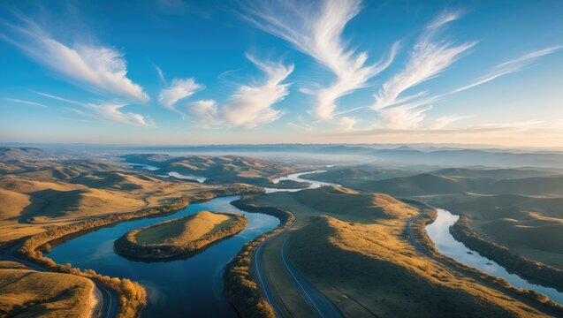 Aerial view of the landscape captured by a drone