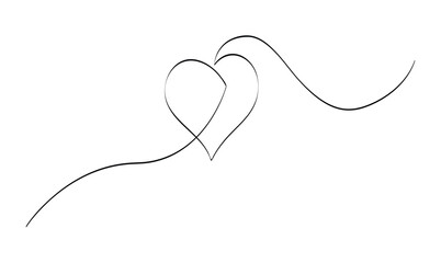 Vector continuous one simple single abstract line drawing of love concept of celebration