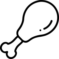 chicken thigh vector line art or outline on white or transparent background 