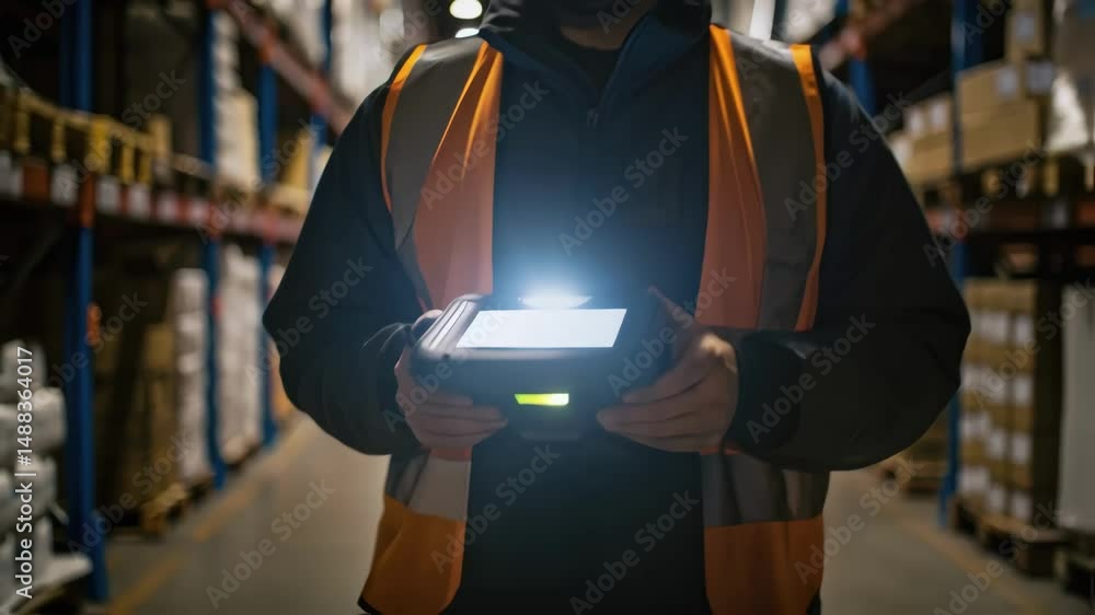 Aufkleber Warehouse worker scanning packages with handheld device