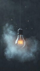 Glowing Bulb with Dark Smoke, and Night.