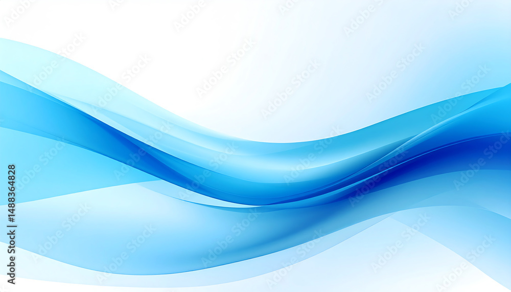 Poster abstract blue waves flow gracefully across a light background, creating a serene and calm visual eff