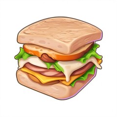 Delicious sandwich game icon for 2D mobile game UI inventory and tasty food game design assets