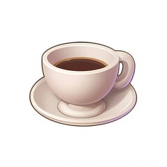 Steaming Coffee in Cup Game Icon – Hot Beverage Vector for Mobile Game UI, Flat Game Assets, and Isometric Cafe Style Game Inventory