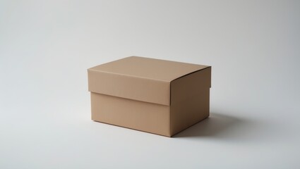 Front view of a brown craft paper box isolated on white