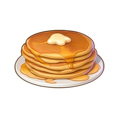 Stack of fluffy pancakes with syrup game icon for 2D mobile game UI cooking inventory and game design assets