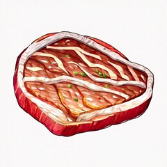 Raw Meat Slab Game Icon – Fresh Cut of Meat Vector for Mobile Game UI, Flat Game Assets, and Isometric Cooking or Butchery Game Inventory