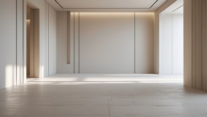 Fototapeta premium Realistic empty interior backdrop suitable for virtual backgrounds in video conferences.