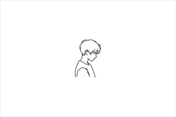 line art boy photo   silhouette with a simple, understated design set against a white background