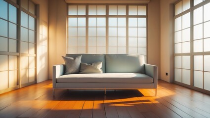 Fototapeta premium Cozy sofa by the window in the room