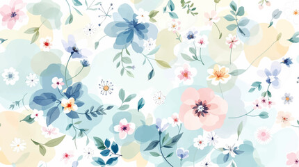Pastel vintage theme with vector, spring flowers for fabric, prints, greeting cards.