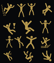 Falling Stick Figure Vector – Minimal Flat Character in Motion or Accident Concept