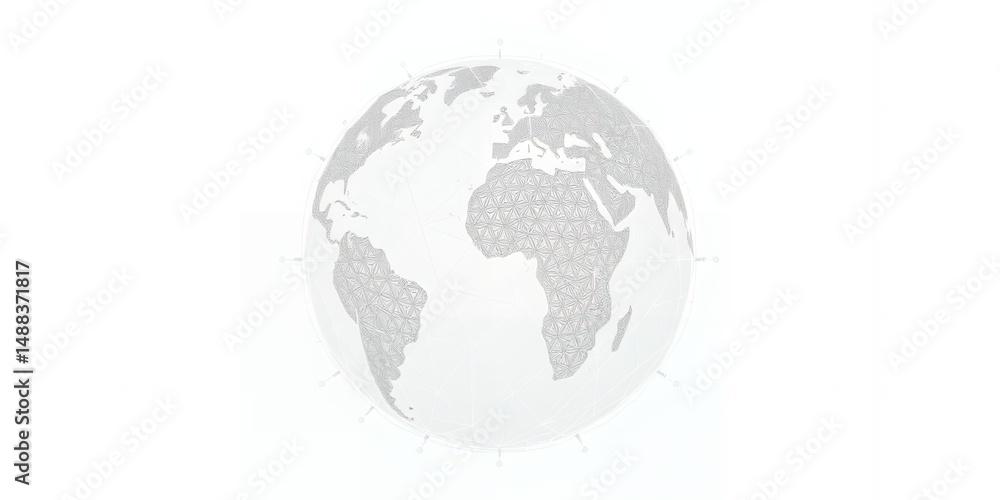 Poster abstract global network globe showing world map connection lines digital earth technology concept
