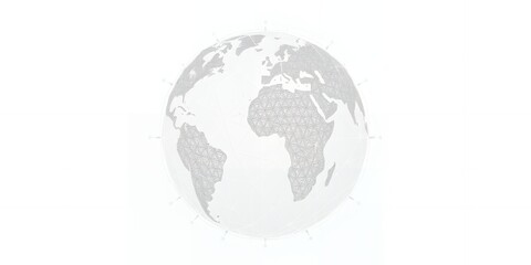 Abstract Global Network Globe Showing World Map Connection Lines Digital Earth Technology Concept