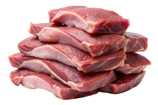 Cuts of raw duck meat stacked isolated on transparent background.PNG