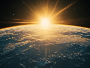 Sunrise over Earth from Space