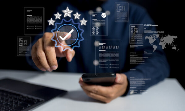 Premium quality assurance document verification concept. Guarantee service excellence relies on strict adherence to ISO protocols, verified document continuous improvement exceed client expectations