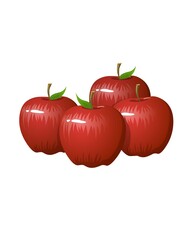 This image is a digital illustration of four red apples grouped together. 
