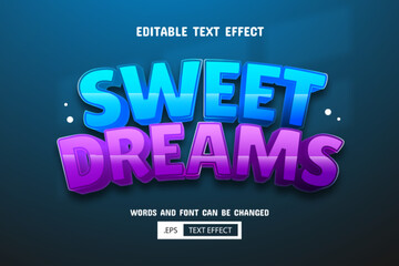 Sweet dreams text - editable 3d text effect