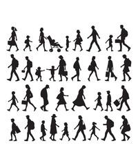 Happy family Illustrations Silhouette set. Silhouettes on isolated background.