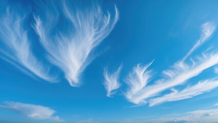 Elegant sky background showcasing unusual cirrus formations in the azure sky