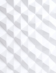 A textured white surface with a geometric pattern of raised triangles, creating a modern and minimalist design
