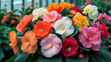 Vivid tuberous begonia blooms showcasing nature's beauty in Ballarat