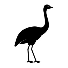 Black Rhea Silhouette – Flat Rhea Wildlife Vector
