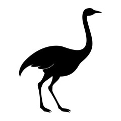 Black Rhea Silhouette – Flat Rhea Wildlife Vector
